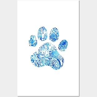 Blue Elephant Paw Print Posters and Art